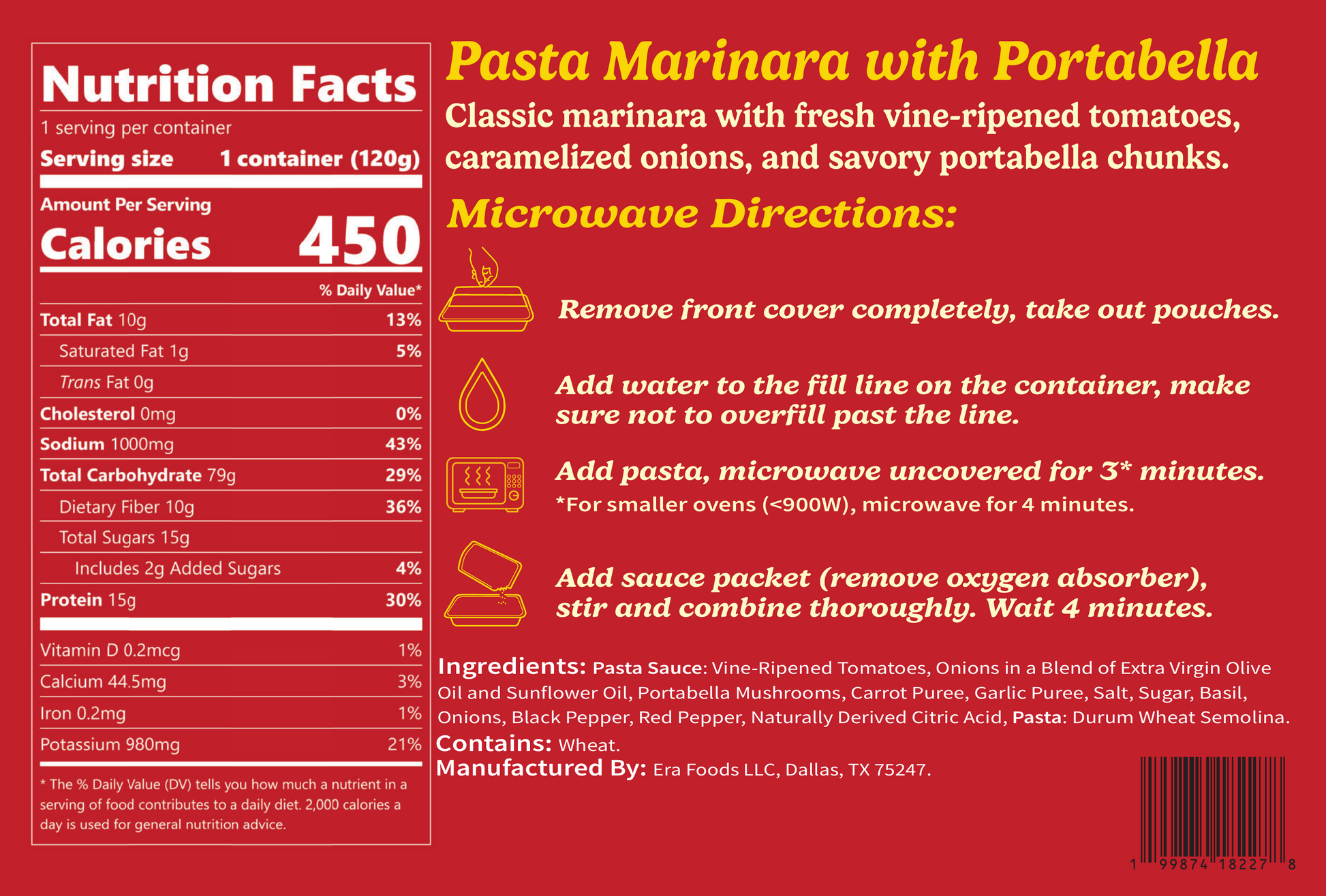 Mushroom Marinara back label